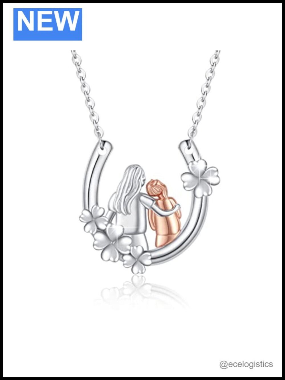 Sterling Silver Horseshoe Clover Pendant Necklace